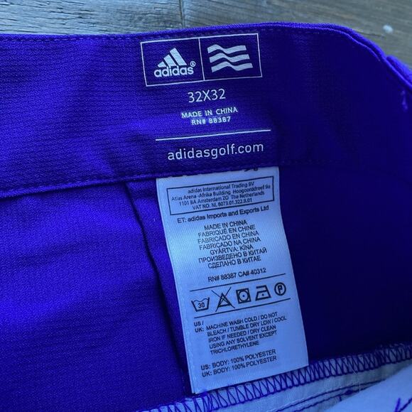 ADIDAS Golf Pant Mens Sz 32 x 32 Purple Flat Front Ripstop - Picture 4 of 8
